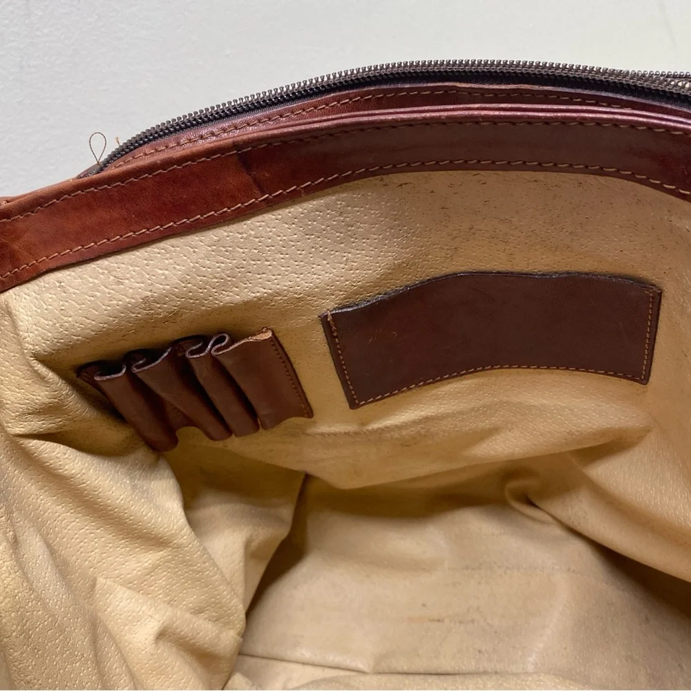 Italian Vintage Leather Brown Messenger Bag , Rare
